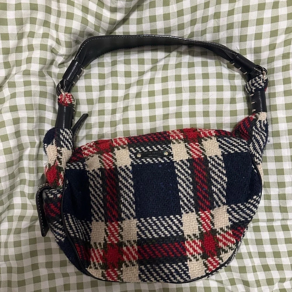 Kate Spade Women’s Plaid Wool Tweed Hobo Shoulder Bag